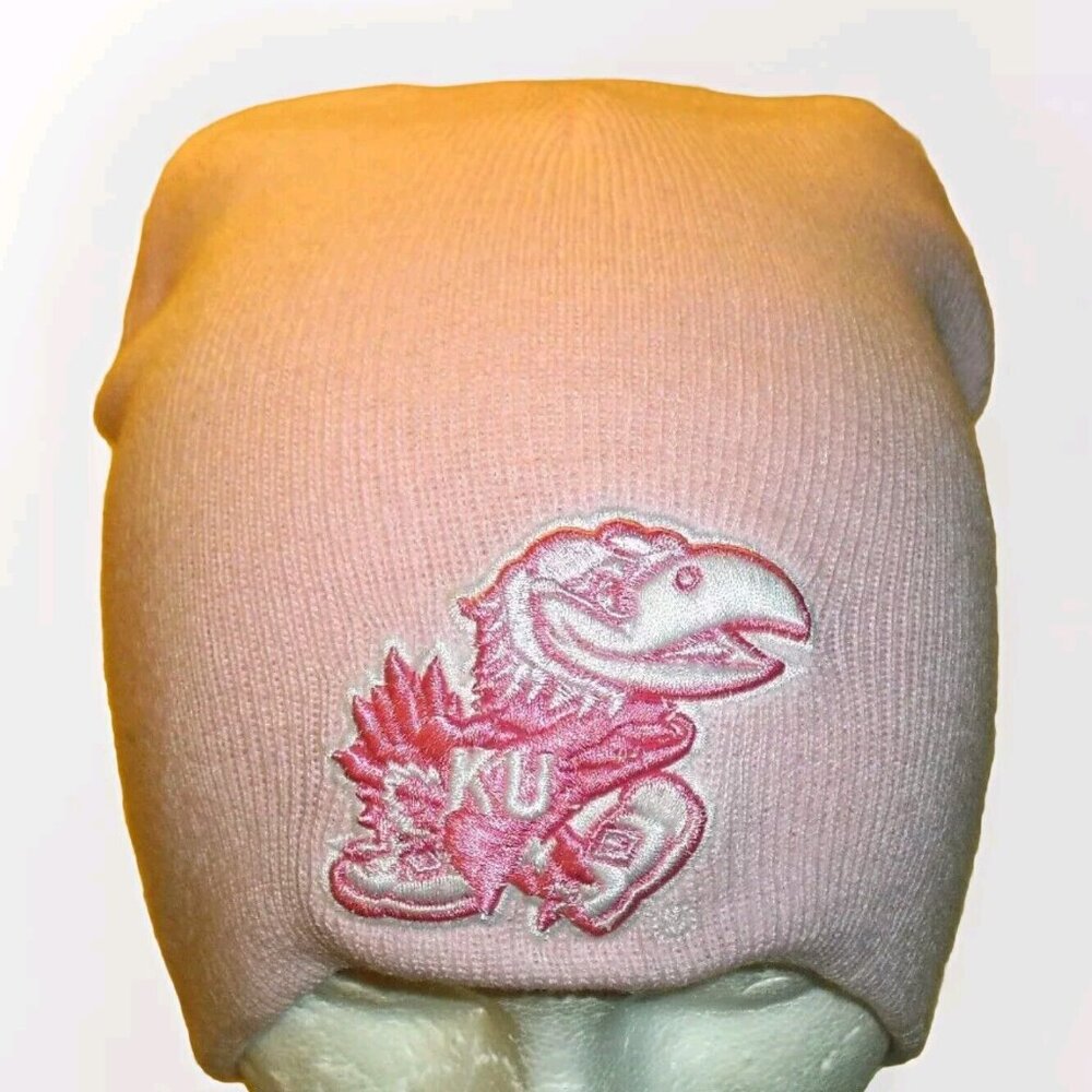 Kansas Jayhawks University Womens Girls Pink Winter Hat Beanie cap New Ncaa